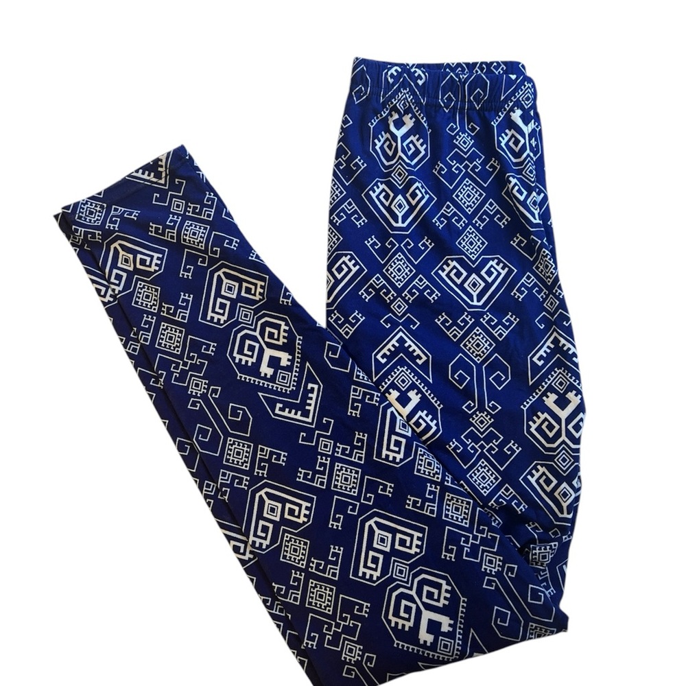Blue and white  Aztec Geometric Print Leggings NWT OS
